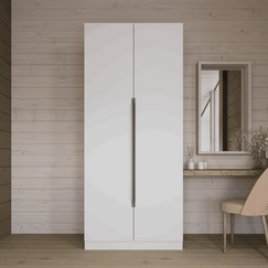 Шкаф с полками (520х900х2010мм), Фасады: МДФ. Белые крашеные. Ручки торцевые белые.