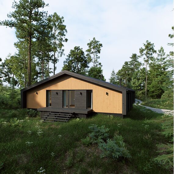 Комплект "Дуб138". Цоколь декоративный на фундамент (Высота 500мм, Цвет: Чёрный), Наличие террас: Комплект террас №1, Периметр цоколя: 58