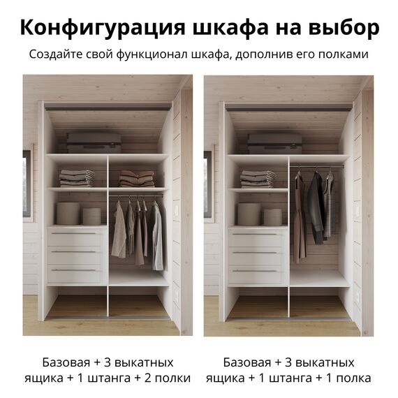 Шкаф купе С3_БАОБАБ103 (гардеробная в мастер-спальне), Высота: Низкий (Н 2080мм), изображение 4
